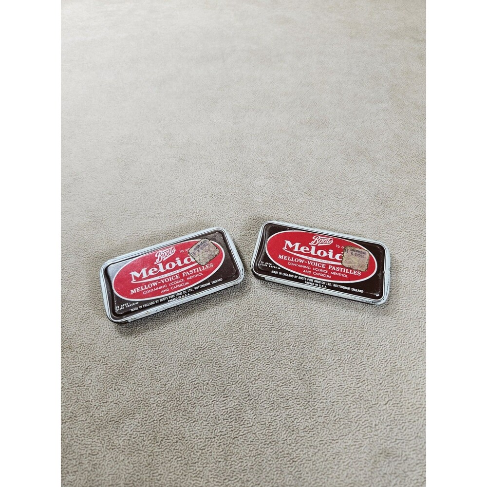 Vintage Meloids Licorice Menthol Capsicum Tin Boots Drug Co England Rexall